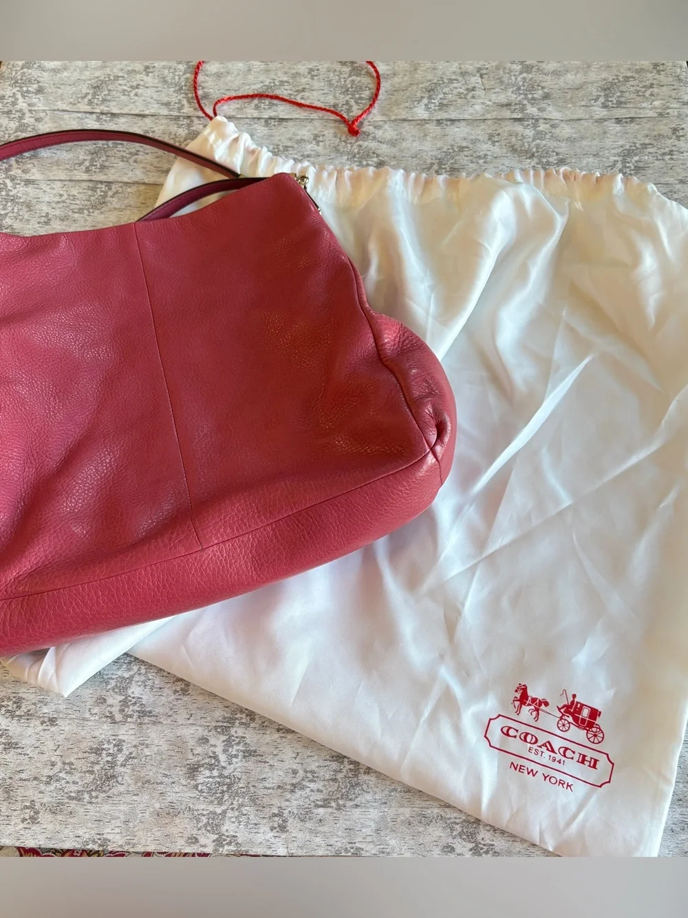 Preloved COACH MADISON PHOEBE LEATHER SHOULDER BAG PURSE PINK PEONY